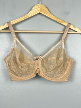 Wacoal beige 855186 Retro Chic Full Figure Underwire lace bra, 34D.